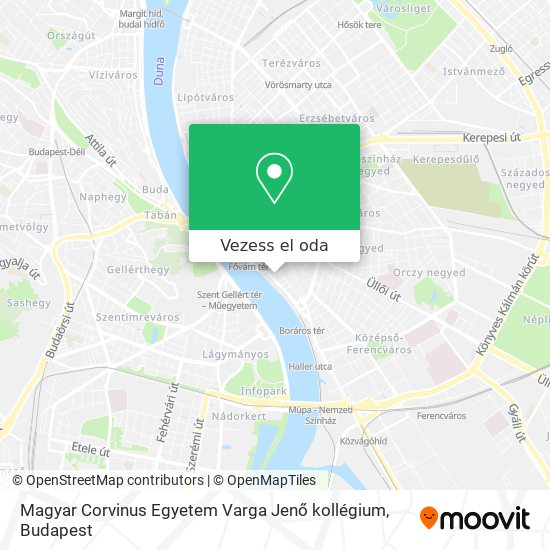 Magyar Corvinus Egyetem Varga Jenő kollégium térkép