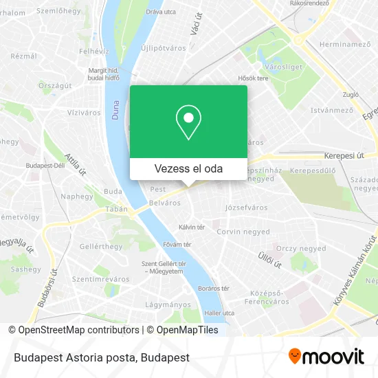 Budapest Astoria posta térkép