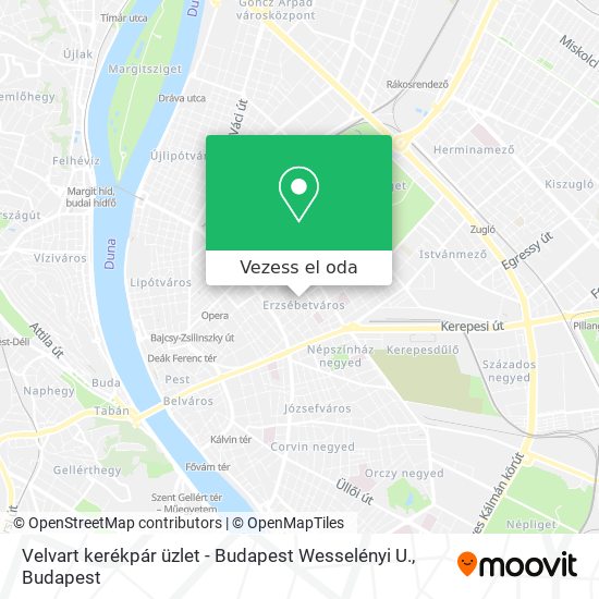 Velvart kerékpár üzlet - Budapest Wesselényi U. térkép