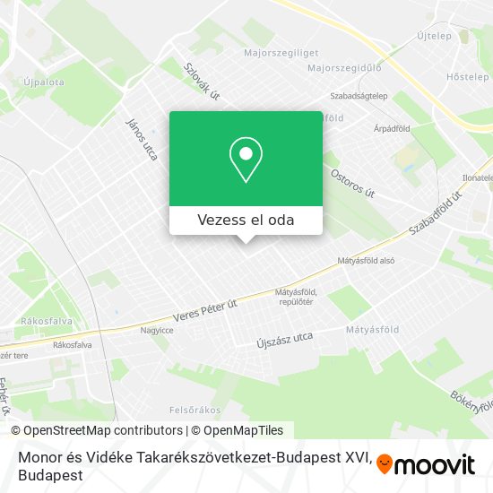 Monor és Vidéke Takarékszövetkezet-Budapest XVI térkép