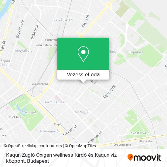 Kaqun Zugló Oxigén wellness fürdő és Kaqun víz központ térkép