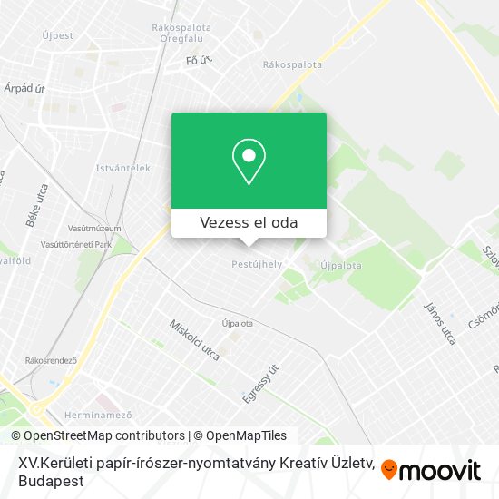 XV.Kerületi papír-írószer-nyomtatvány Kreatív Üzletv térkép