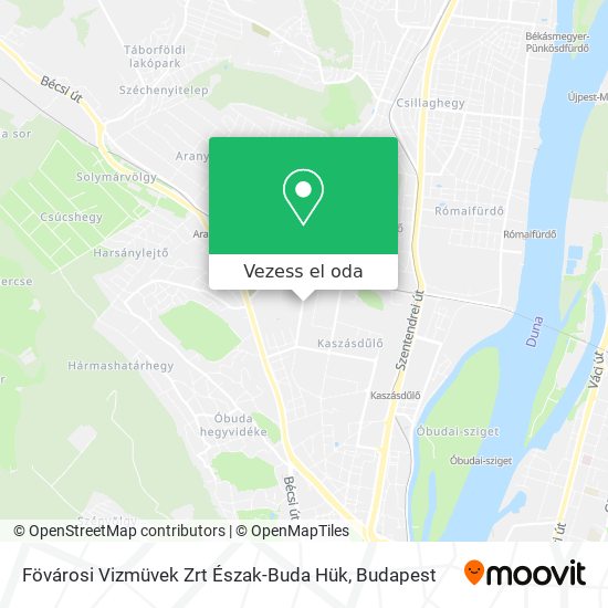 Fövárosi Vizmüvek Zrt Észak-Buda Hük térkép