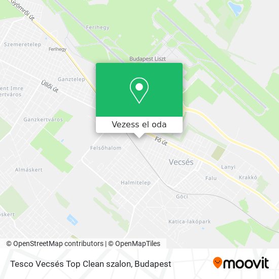 Tesco Vecsés Top Clean szalon térkép