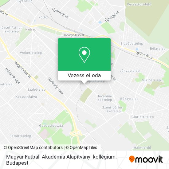 Magyar Futball Akadémia Alapítványi kollégium térkép