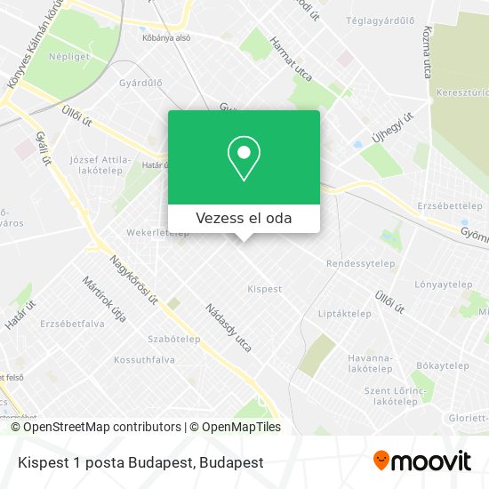 Kispest 1 posta Budapest térkép