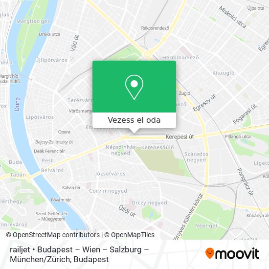 railjet • Budapest – Wien – Salzburg – München / Zürich térkép