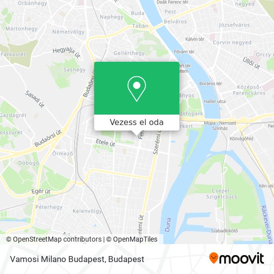 Vamosi Milano Budapest térkép