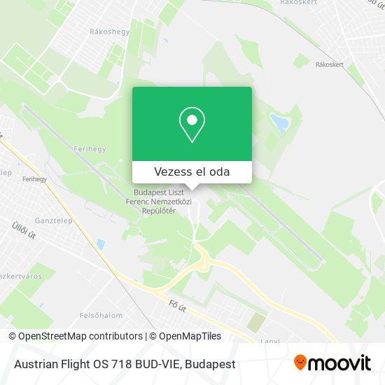 Austrian Flight OS 718 BUD-VIE térkép