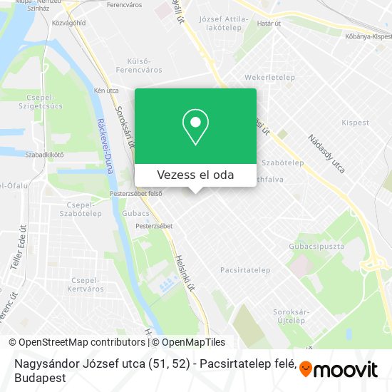 Nagysándor József utca (51, 52) - Pacsirtatelep felé térkép