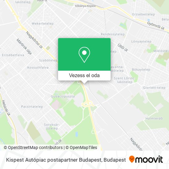 Kispest Autópiac postapartner Budapest térkép
