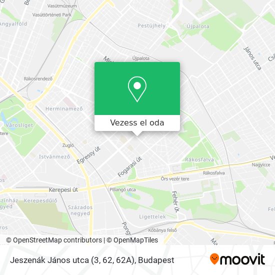 Jeszenák János utca (3, 62, 62A) térkép