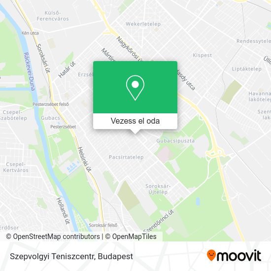 Szepvolgyi Teniszcentr térkép