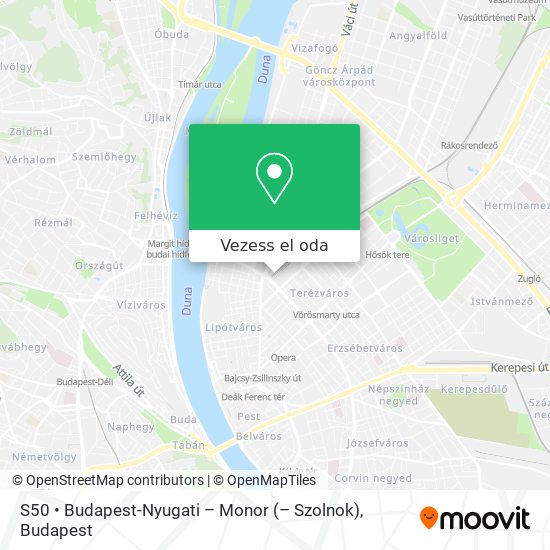 S50 • Budapest-Nyugati – Monor (– Szolnok) térkép