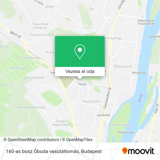 160-as busz Óbuda vasútállomás térkép