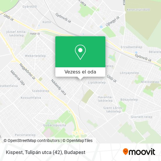 Kispest, Tulipán utca (42) térkép