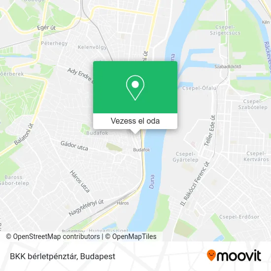 BKK bérletpénztár térkép