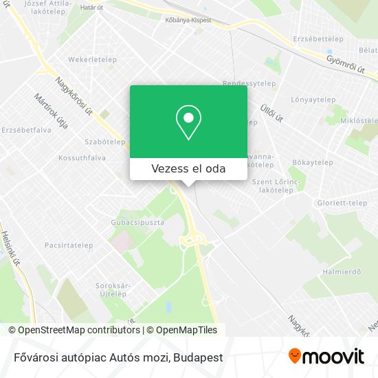 Fővárosi autópiac Autós mozi térkép