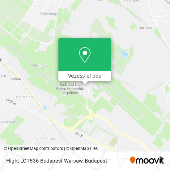 Flight LOT536 Budapest Warsaw térkép