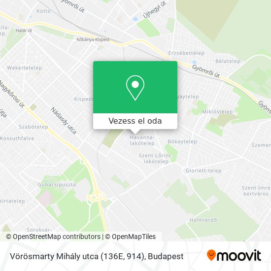 Vörösmarty Mihály utca (136E, 914) térkép