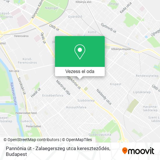 Pannónia út - Zalaegerszeg utca kereszteződés térkép