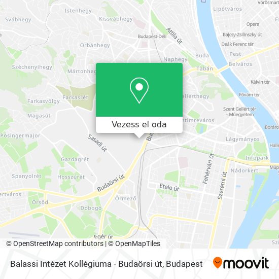 Balassi Intézet Kollégiuma - Budaörsi út térkép