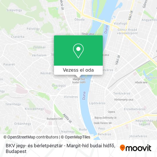 BKV jegy- és bérletpénztár - Margit-híd budai hídfő térkép