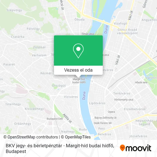 BKV jegy- és bérletpénztár - Margit-híd budai hídfő térkép