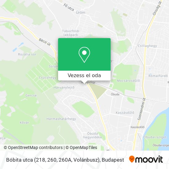 Bóbita utca (218, 260, 260A, Volánbusz) térkép