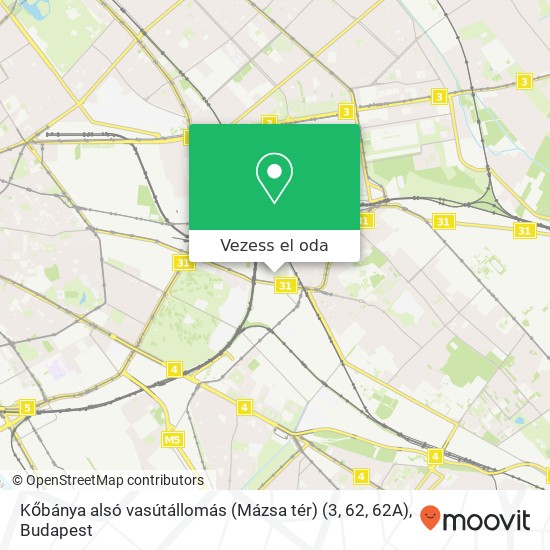 Kőbánya alsó vasútállomás (Mázsa tér) (3, 62, 62A) térkép