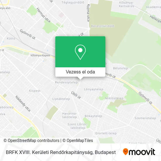 BRFK XVIII. Kerületi Rendőrkapitányság térkép