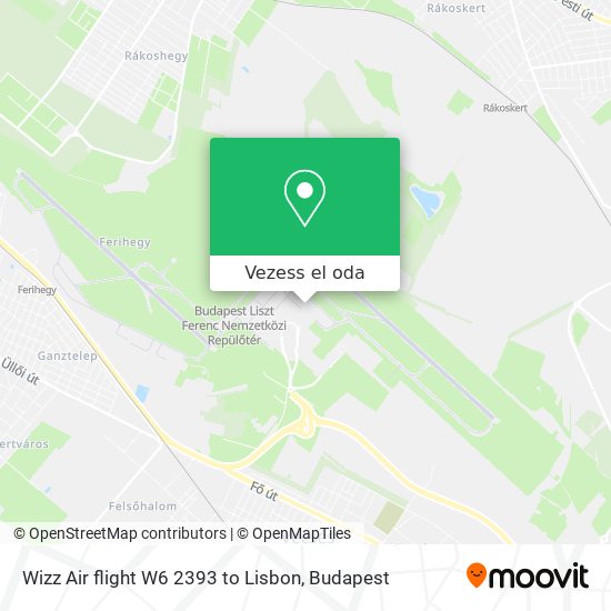 Wizz Air flight W6 2393 to Lisbon térkép
