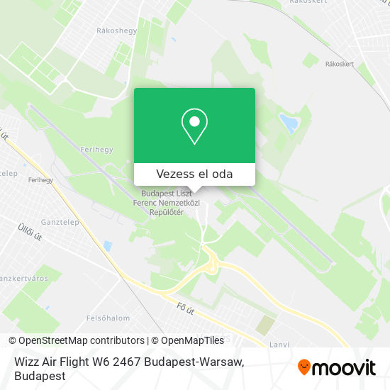 Wizz Air Flight W6 2467 Budapest-Warsaw térkép