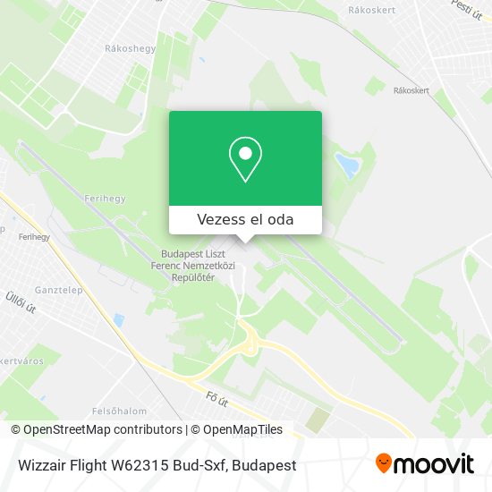 Wizzair Flight W62315 Bud-Sxf térkép