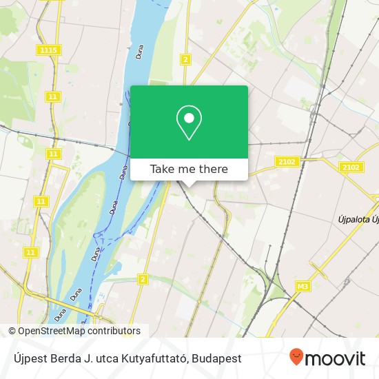 Újpest Berda J. utca Kutyafuttató térkép
