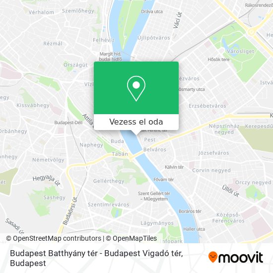 Budapest Batthyány tér - Budapest Vigadó tér térkép