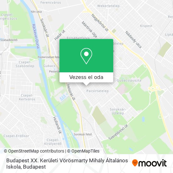 Budapest XX. Kerületi Vörösmarty Mihály Általános Iskola térkép