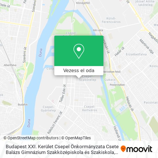 Budapest XXI. Kerület Csepel Önkormányzata Csete Balázs Gimnázium  Szakközépiskola és Szakiskola térkép