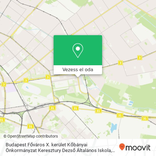 Budapest Főváros X. kerület Kőbányai Önkormányzat Keresztury Dezső Általános Iskola térkép