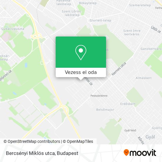 Bercsényi Miklós utca térkép