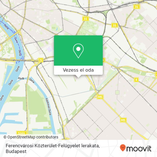 Ferencvárosi Közterület-Felügyelet lerakata térkép
