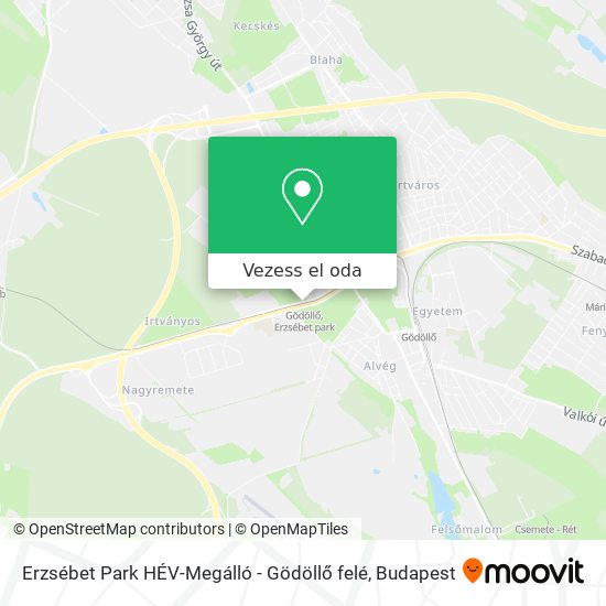 Erzsébet Park HÉV-Megálló - Gödöllő felé térkép