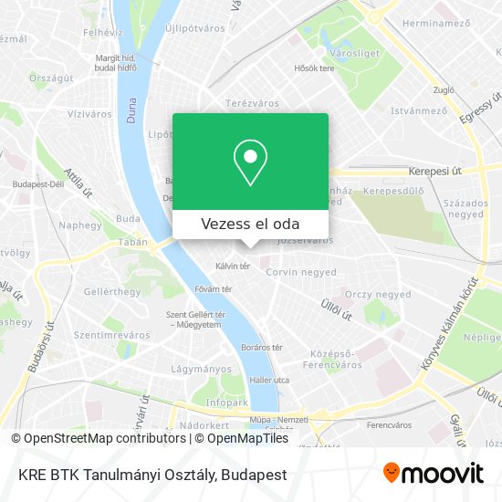 KRE BTK Tanulmányi Osztály térkép