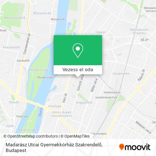 Madarász Utcai Gyermekkórház Szakrendelő térkép