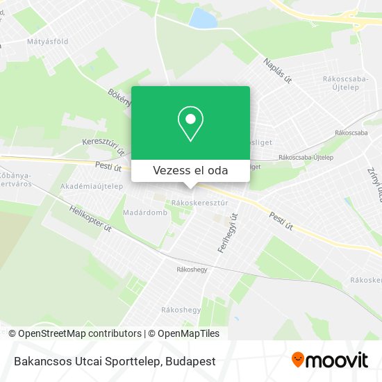 Bakancsos Utcai Sporttelep térkép