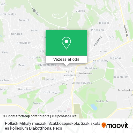 Pollack Mihály műszaki Szakközépiskola, Szakiskola és kollégium Diákotthona térkép