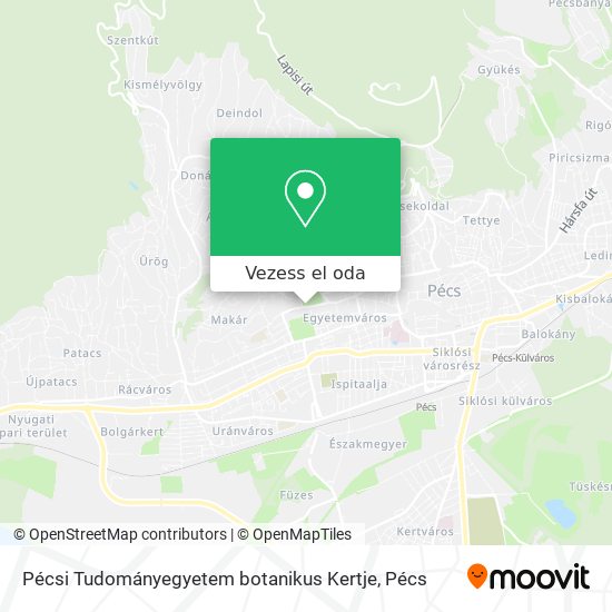 Pécsi Tudományegyetem botanikus Kertje térkép