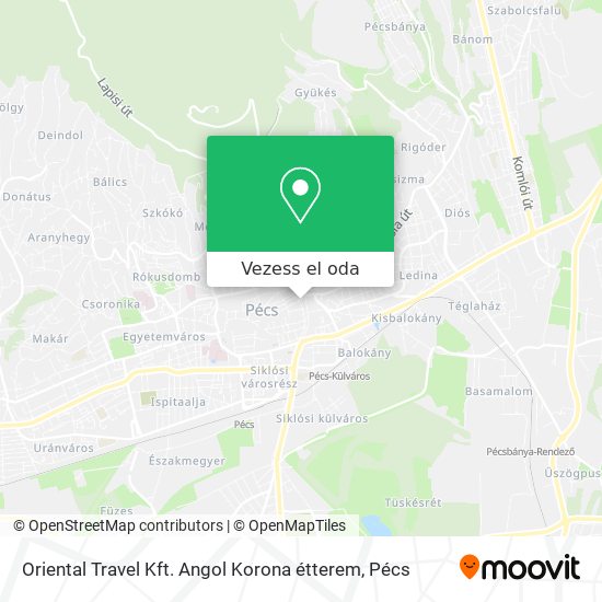Oriental Travel Kft. Angol Korona étterem térkép