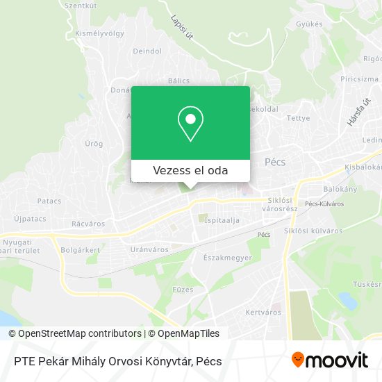 PTE Pekár Mihály Orvosi Könyvtár térkép
