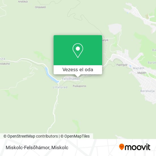Miskolc-Felsőhámor térkép